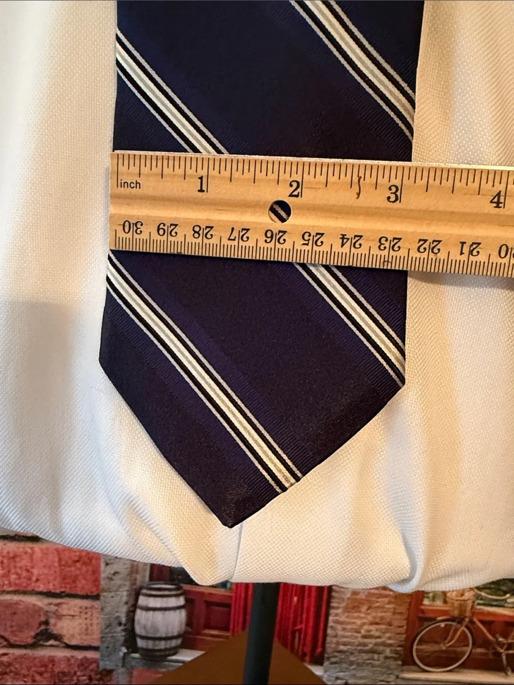 Brooks Brothers Navy & White Striped Silk Necktie
